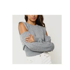 Blue Blush open shoulder sweater